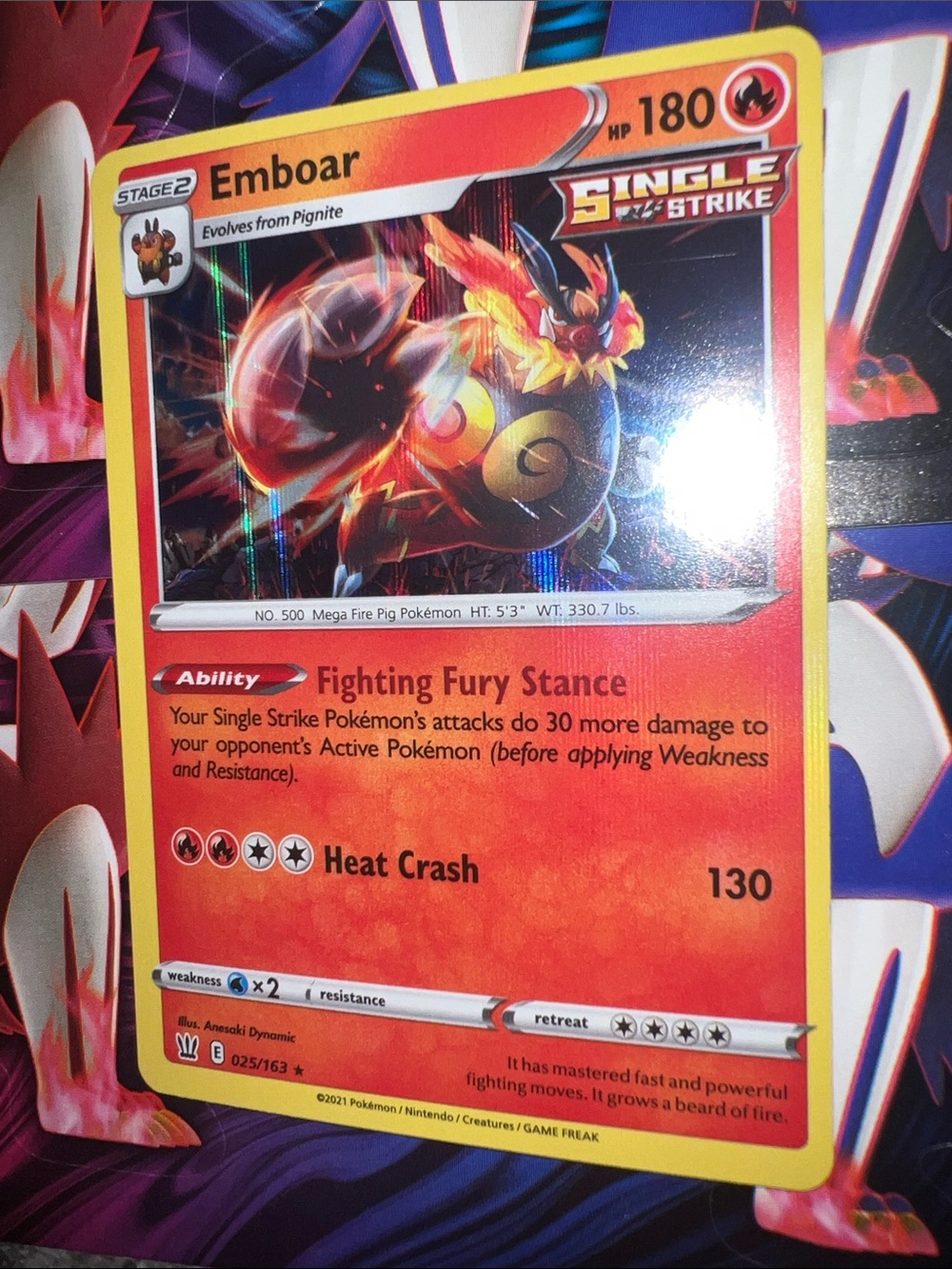 Pokemon Emboar Single Strike - Red and Yellow TCG Card